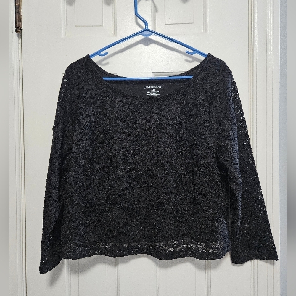 Lane Bryant 18/20 Black Lace Longsleeve Blouse